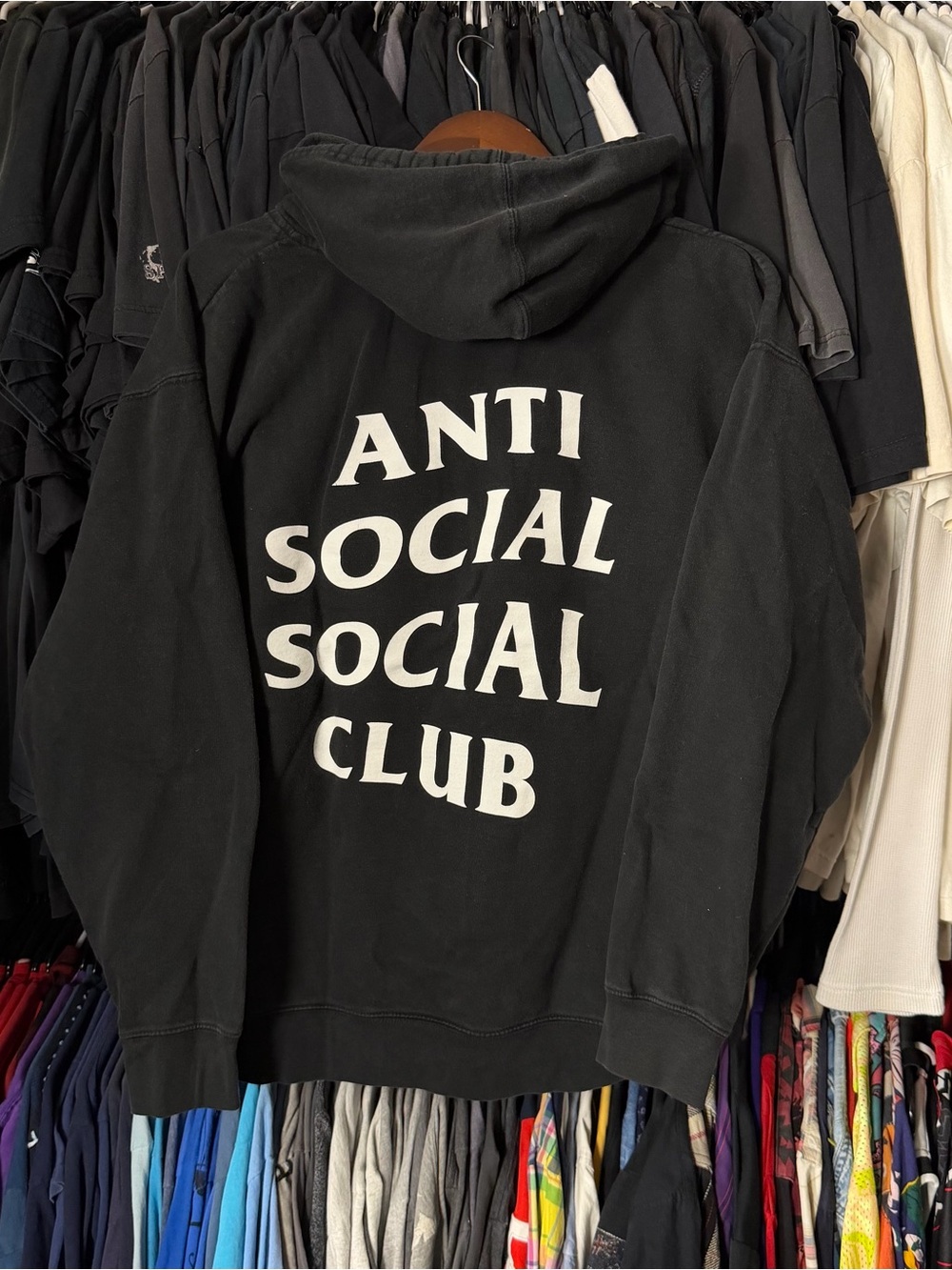 Anti Social Social Club Black Crewneck Sweatshirt with White Logo